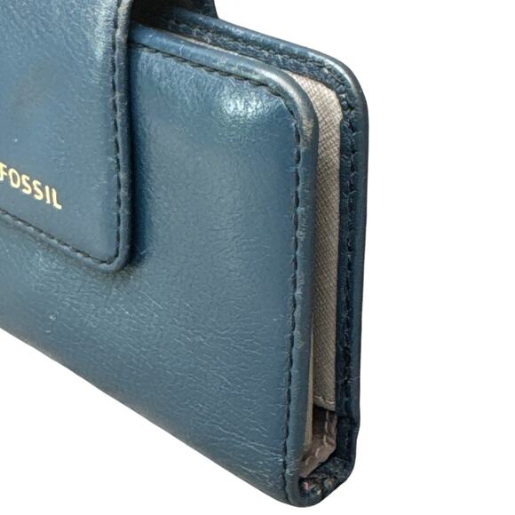 Fossil Madison Blue Dusk Leather 5.5" x 3.5" Multifunction Wallet - Picture 3 of 8
